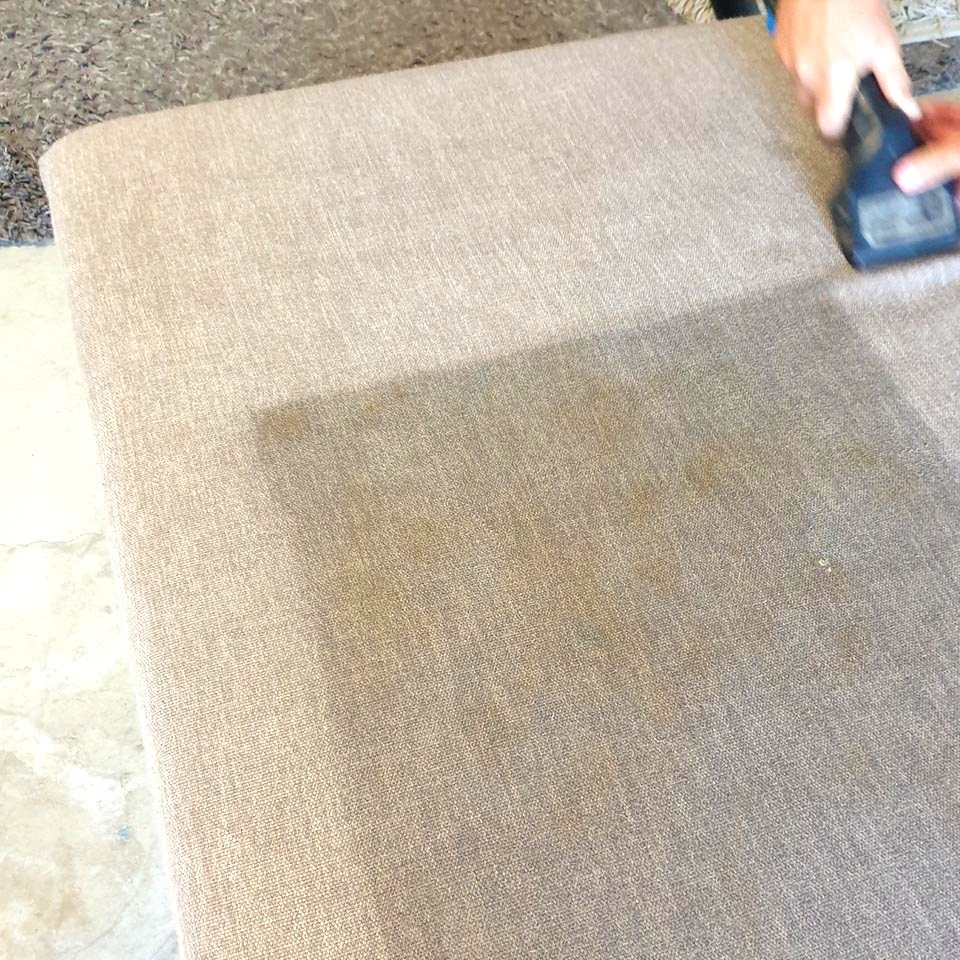 A clean stripe revealing the difference after professional carpet cleaning