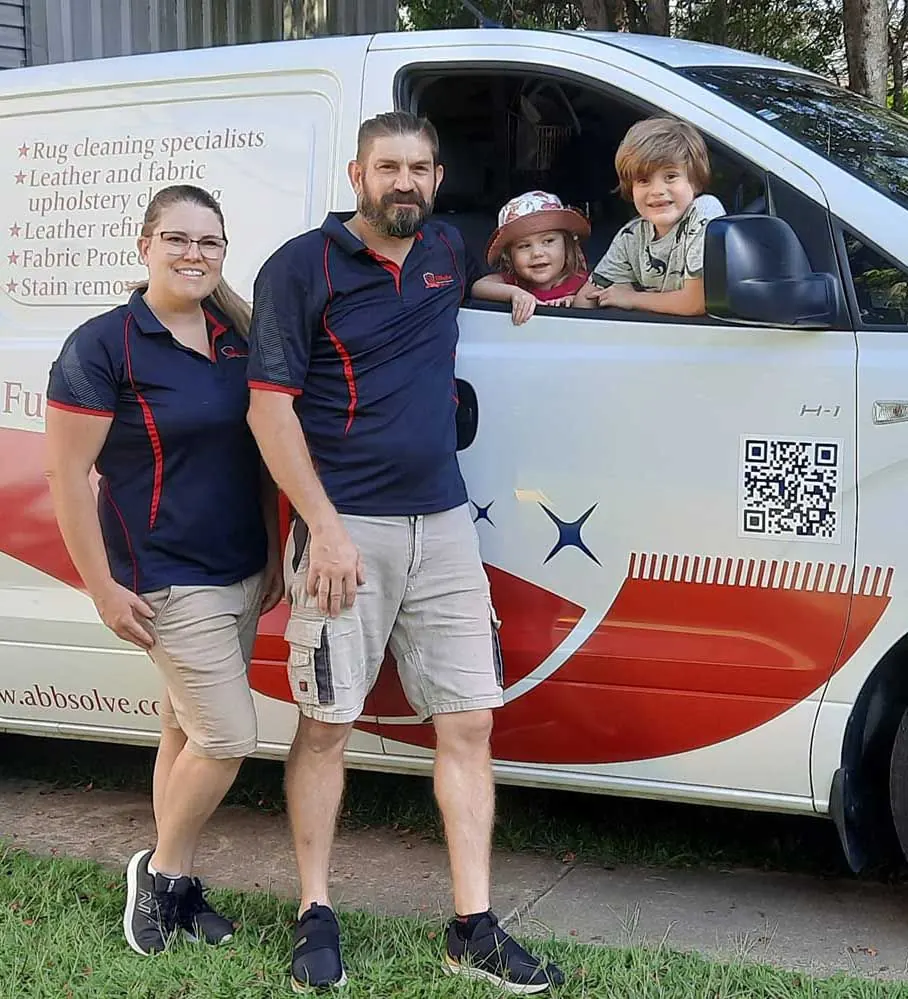 ABBsolve Services family team beside their service van