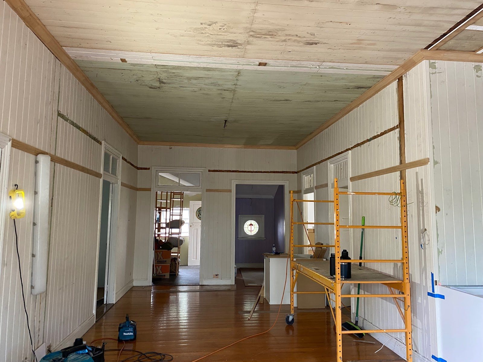 Interior renovation of a character Brisbane Queenslander with timber floors and VJ walls