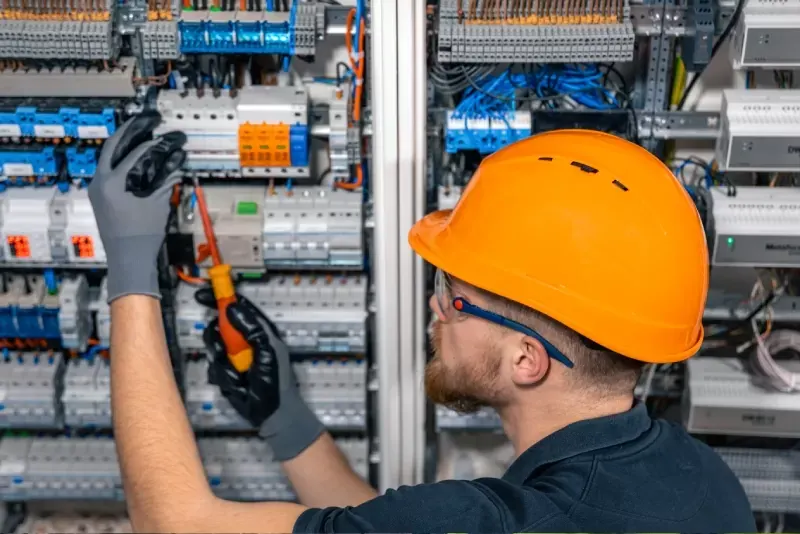 Electrician at switchboard from the Arta Electrical source site