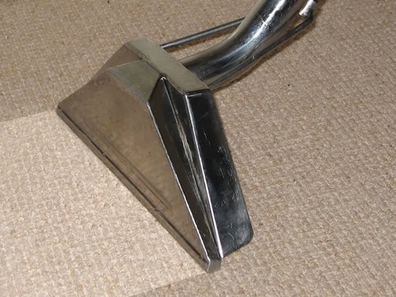 Truck-mount carpet steam cleaning in progress