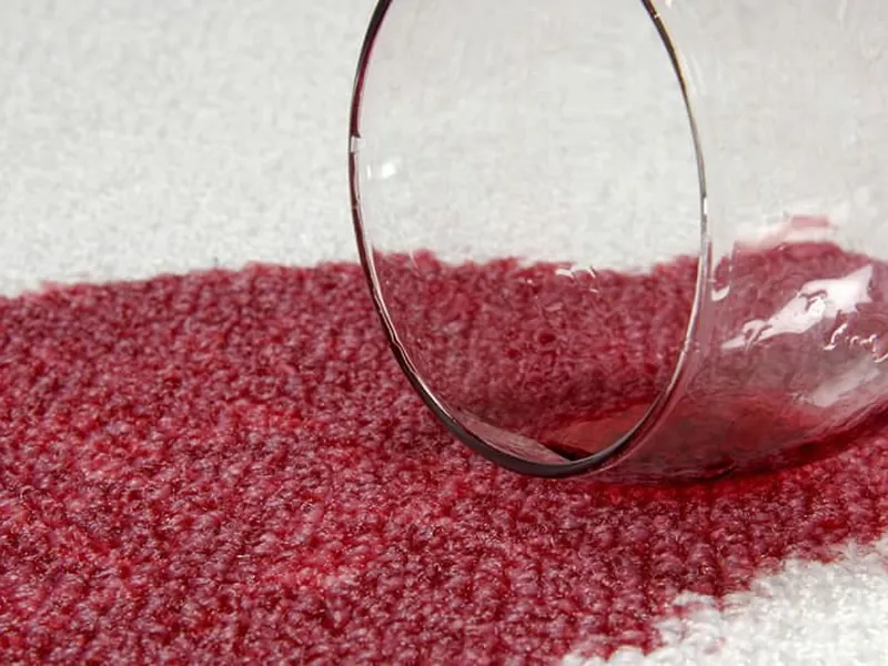 Wine stain being lifted from carpet