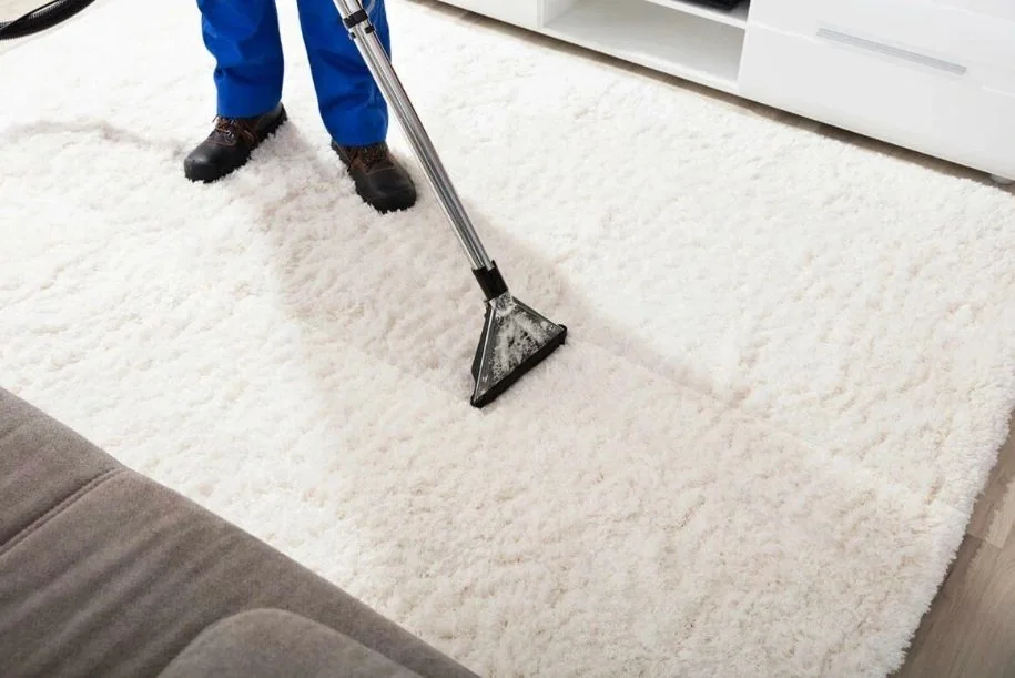 Carpet being deep cleaned with an extraction wand in the Redlands