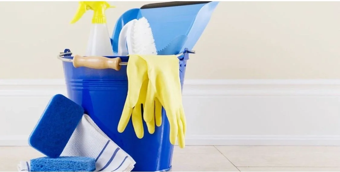 Cleaning supplies ready for an end-of-lease bond clean
