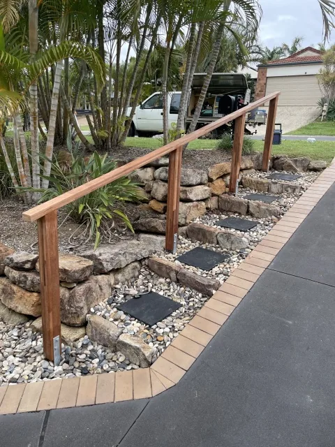 Timber rail and landscape edge