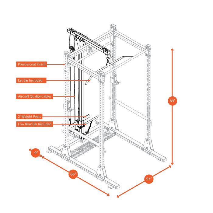 Lat Attachment for Y100 Rugged Series Full Rack (Rack Not Included)
