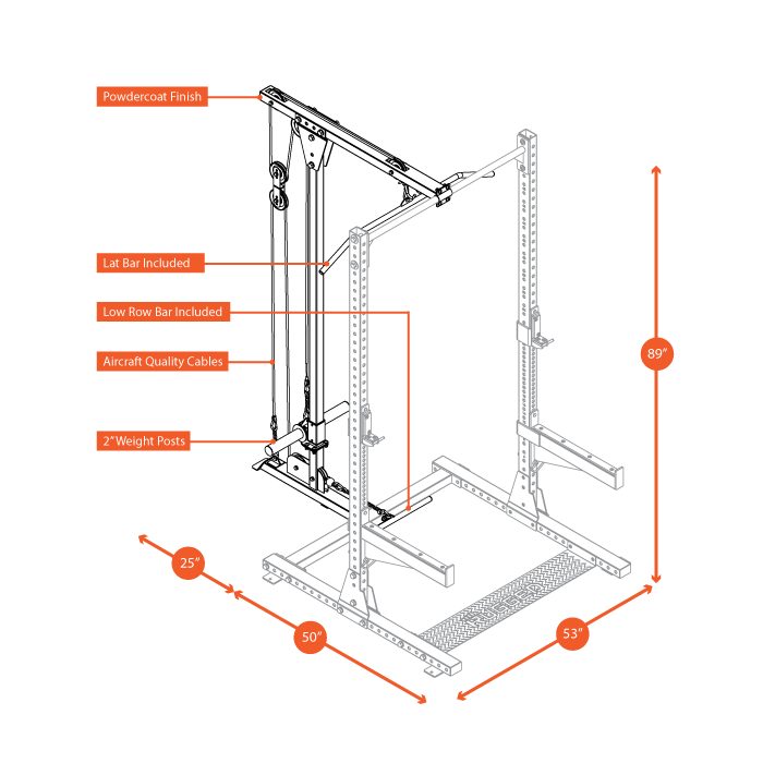 Lat Attachment for Y120 Rugged Series Half Rack (Rack Not Included)
