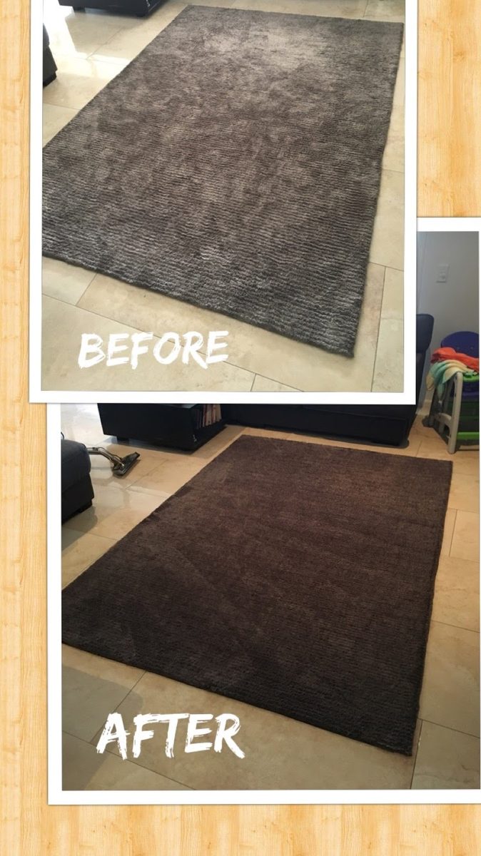 Before and after rug cleaning restoring the pile