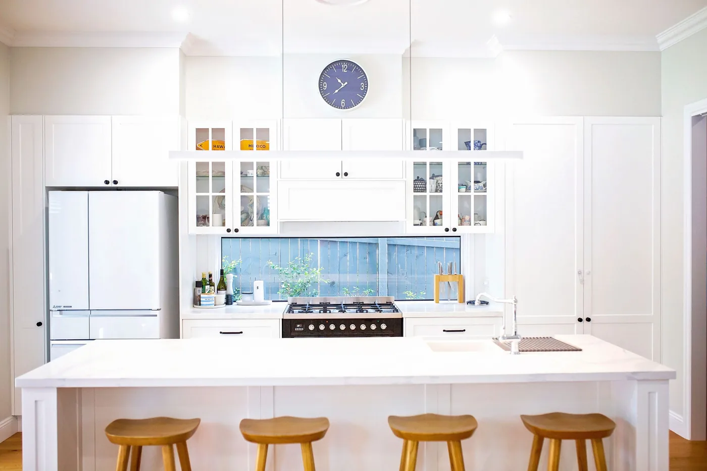 Bright modern Brisbane kitchen with new lighting