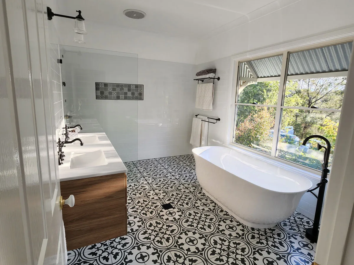 Patterned-tile bathroom renovation
