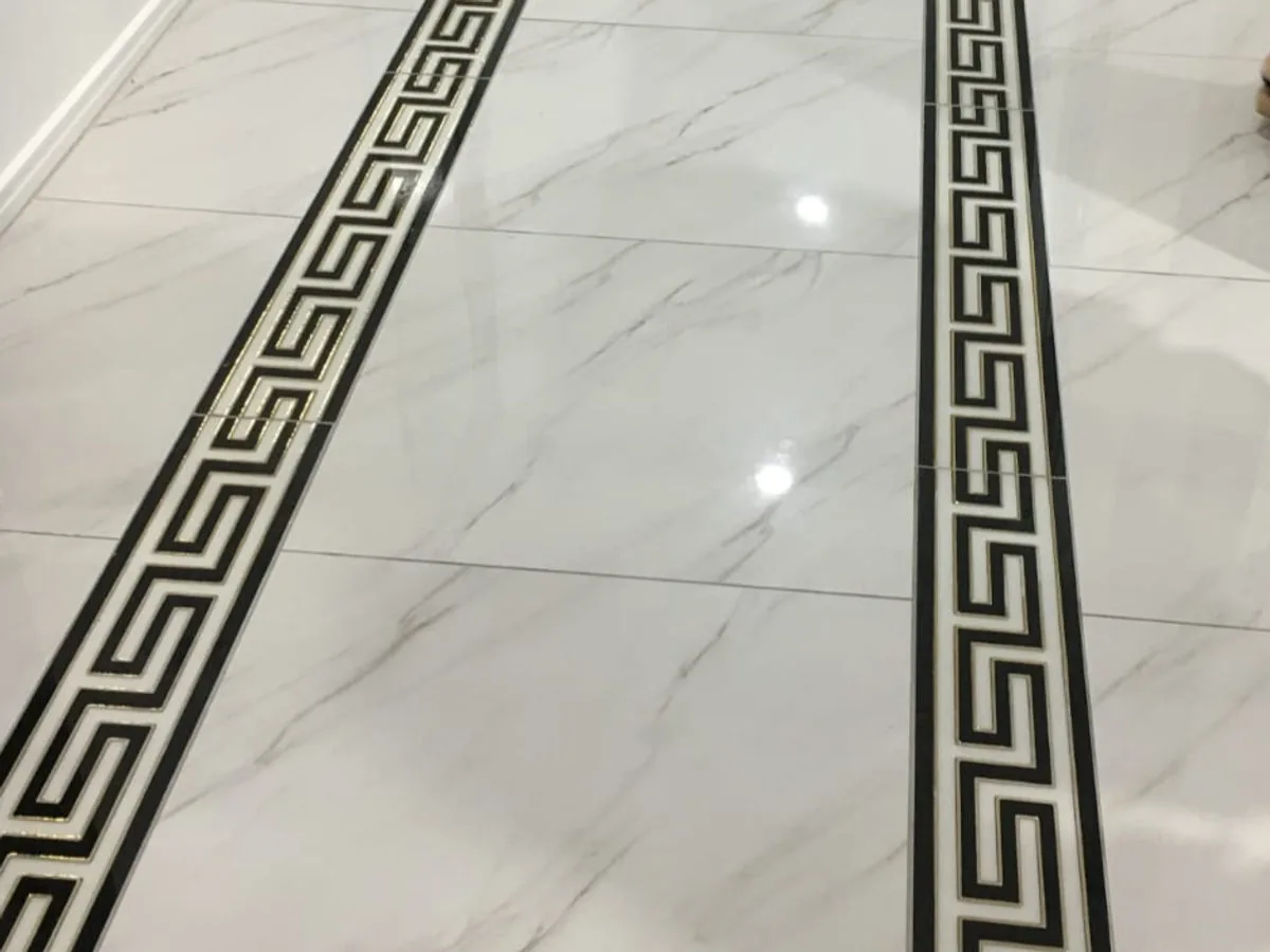 Marble floor tiling with feature border