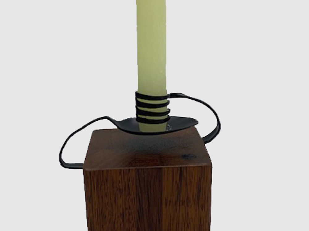 Unique design candle with timber base