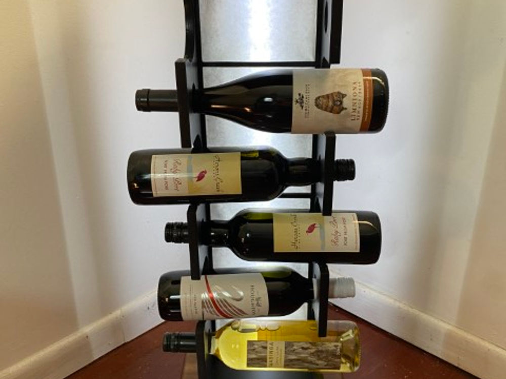 Handcrafted wine rack with light feature