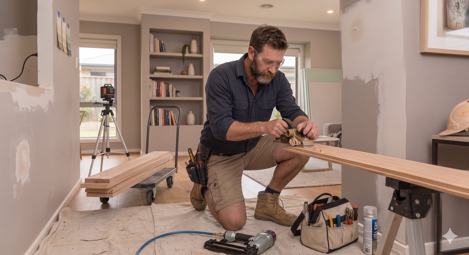 Carpentry work surface and tools