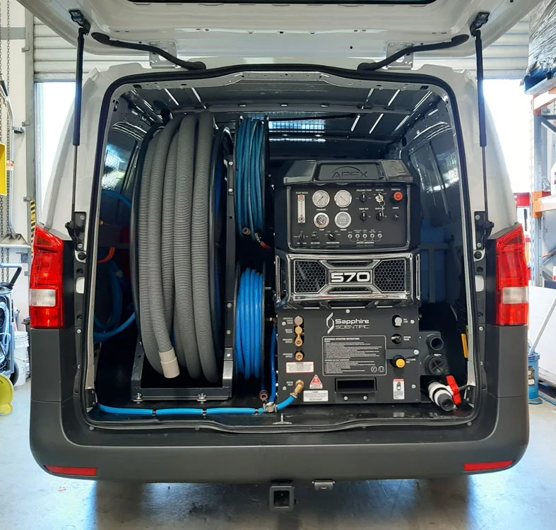 Truck mount equipment inside the service van