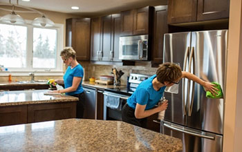 Residential cleaning team at work