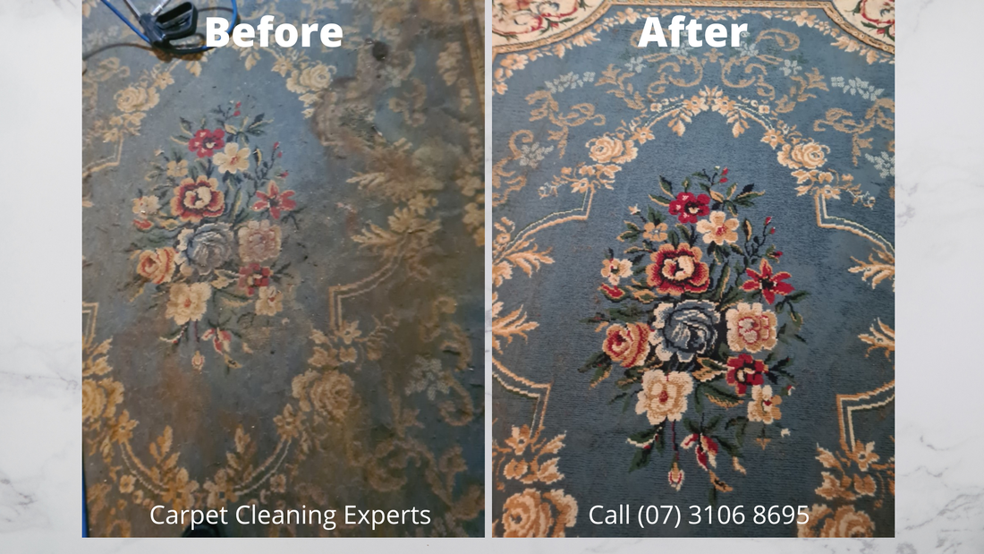 Carpet before and after steam cleaning in a Brisbane home