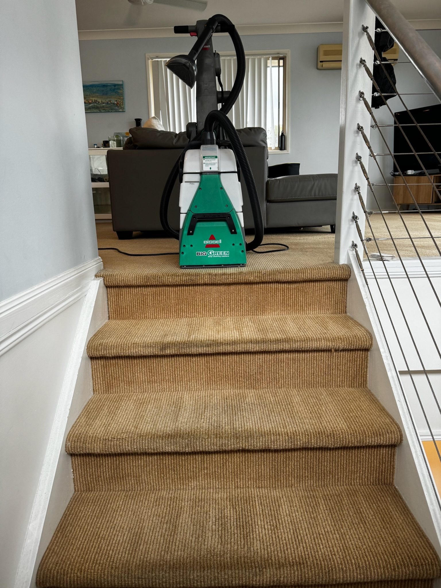 Pedro from Freshness Carpet Cleaning cleaning carpets on the Gold Coast