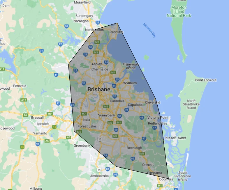 Good Call service area map — Redlands and Brisbane