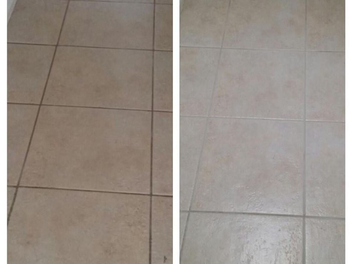 Tile and grout — before and after — Hydro X job photo