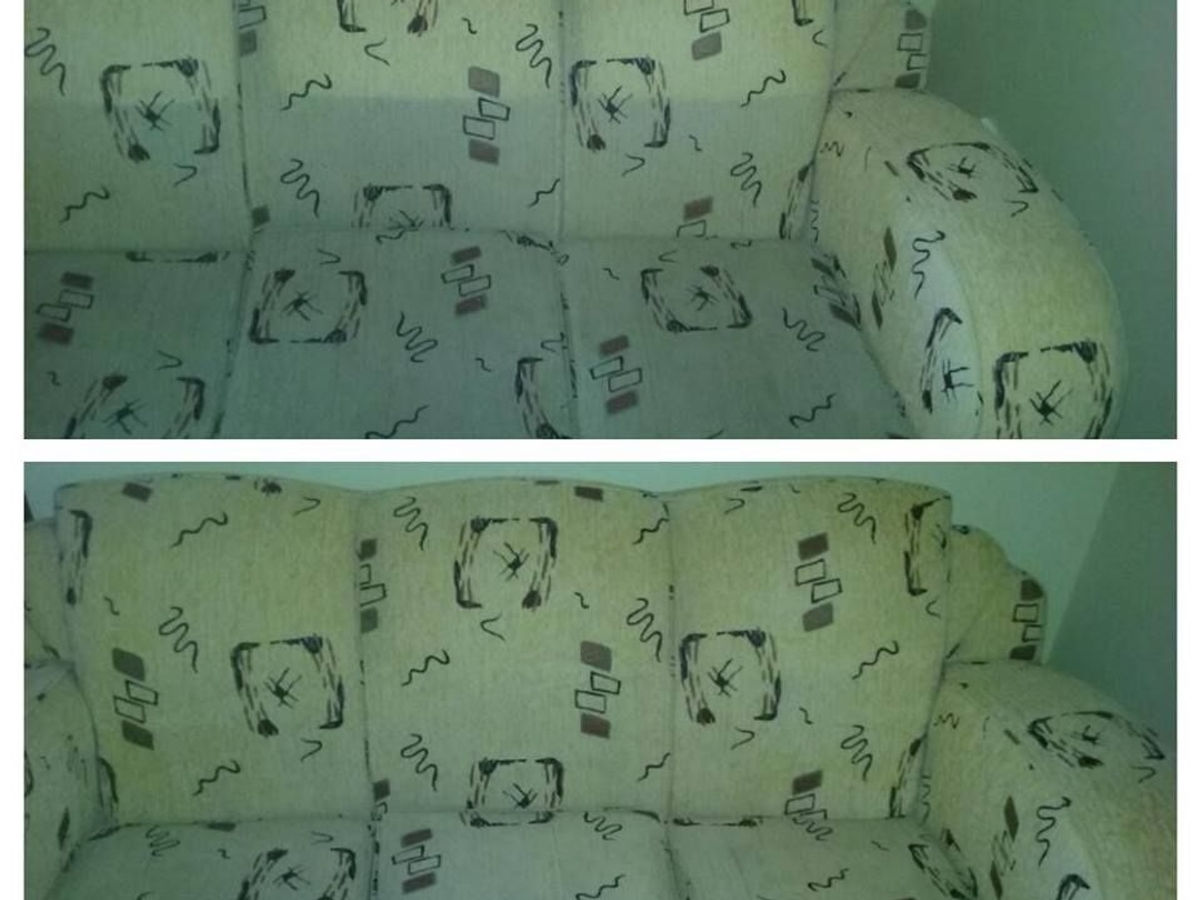 Lounge fabric, before and after — real Hydro X job photo