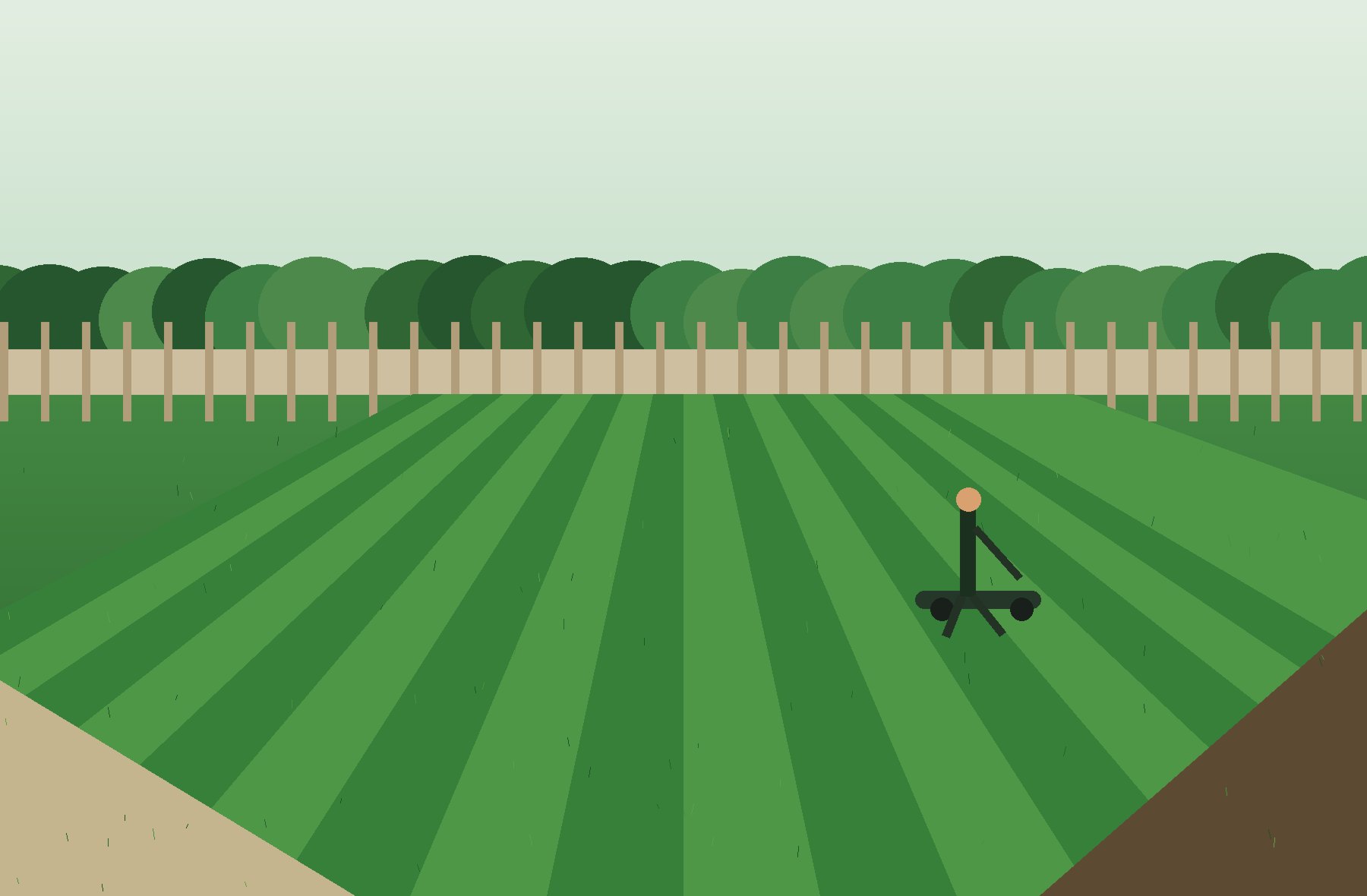 Freshly cut lawn and garden maintenance scene