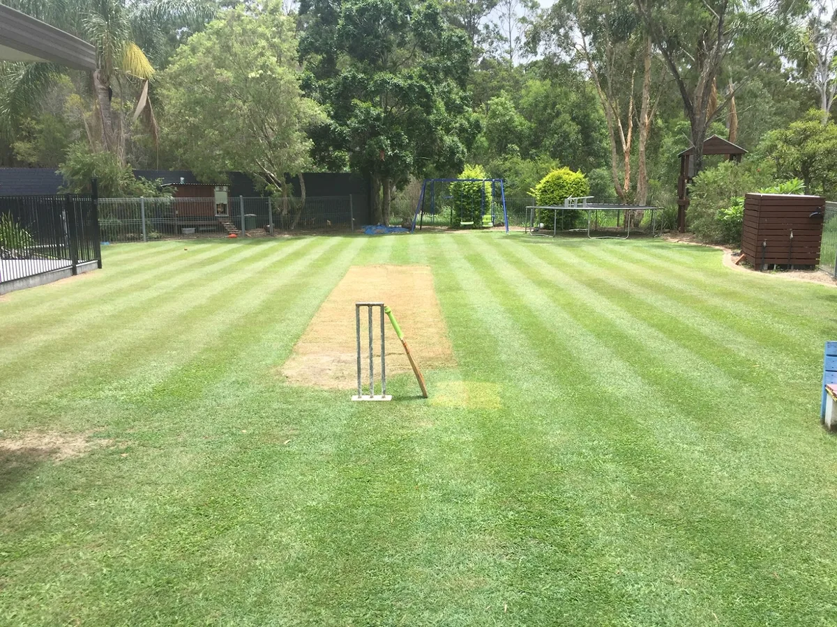 A large striped lawn freshly mown by JT’s Gardening