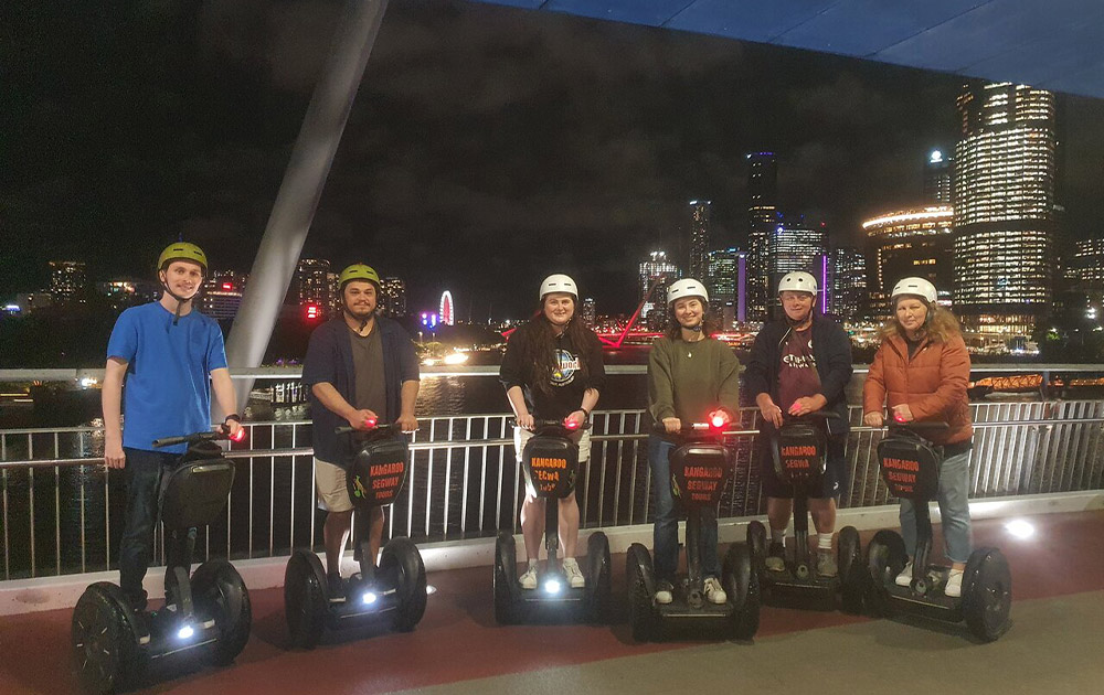 Segway tour group enjoying views along the Brisbane Riverwalk