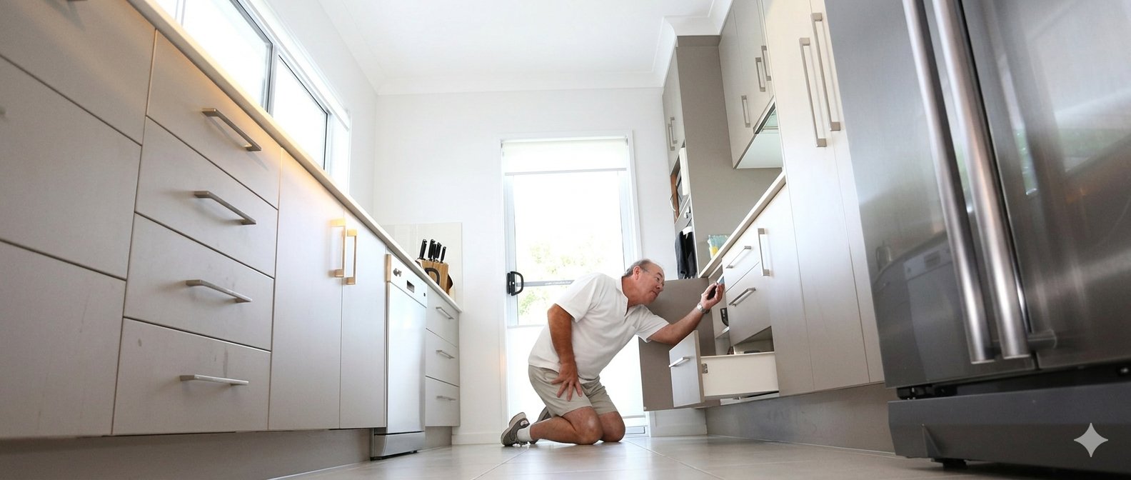 Killyptus technician inspecting a Sunshine Coast kitchen for pests