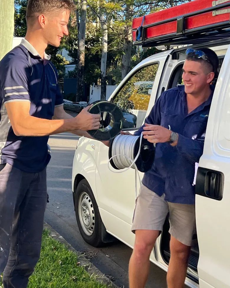 Local Electrical electricians at their service van in Brisbane