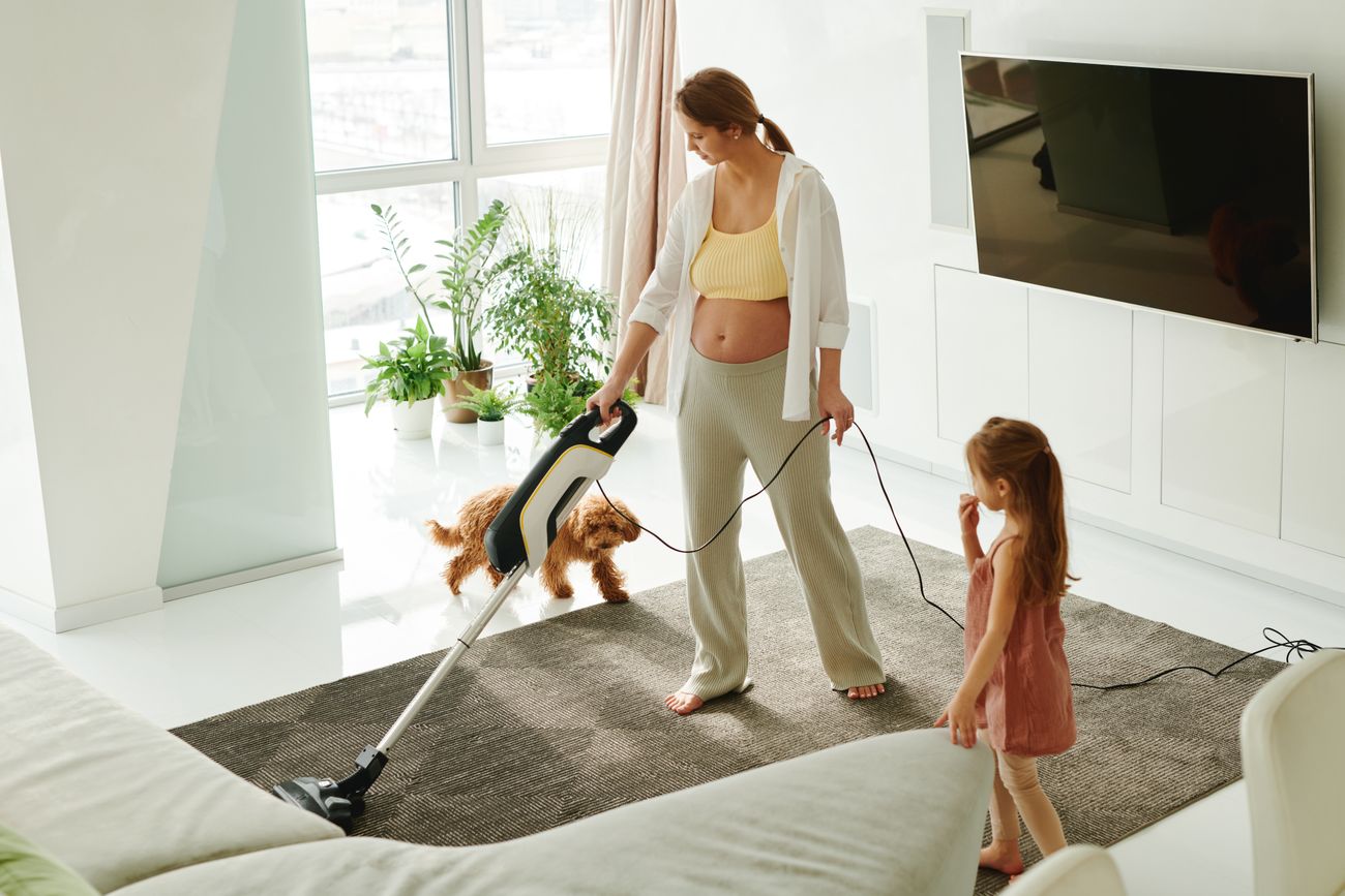 Cleaning a bright family home with care