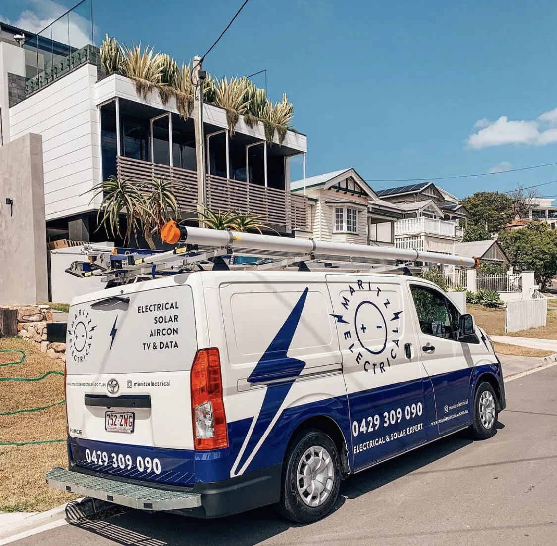 Maritz Electrical work van on a Gold Coast job