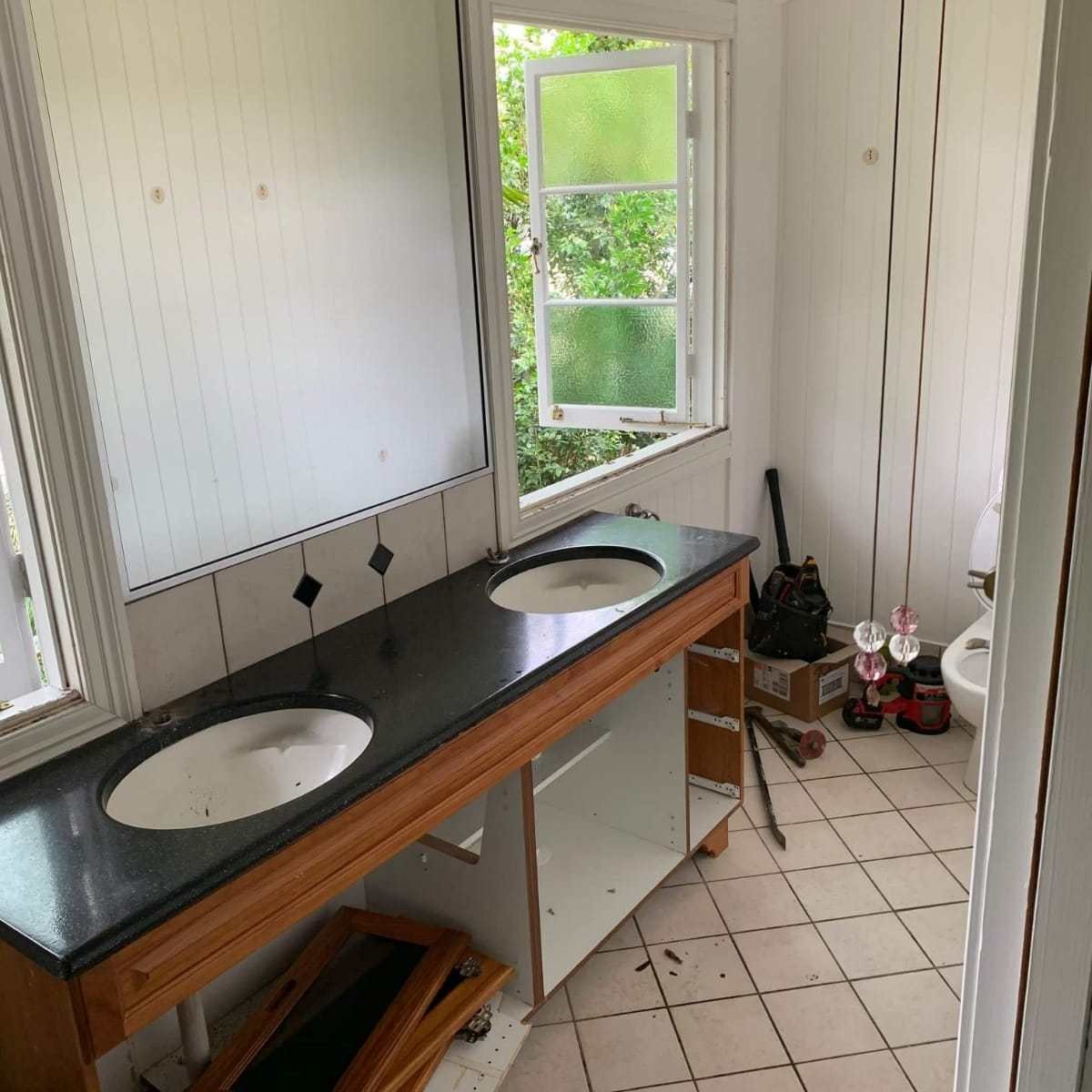 Before and after tiling project