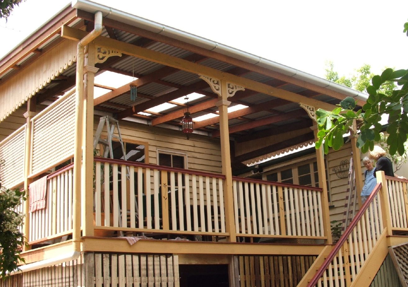 A timber verandah under construction by OB Carpentry