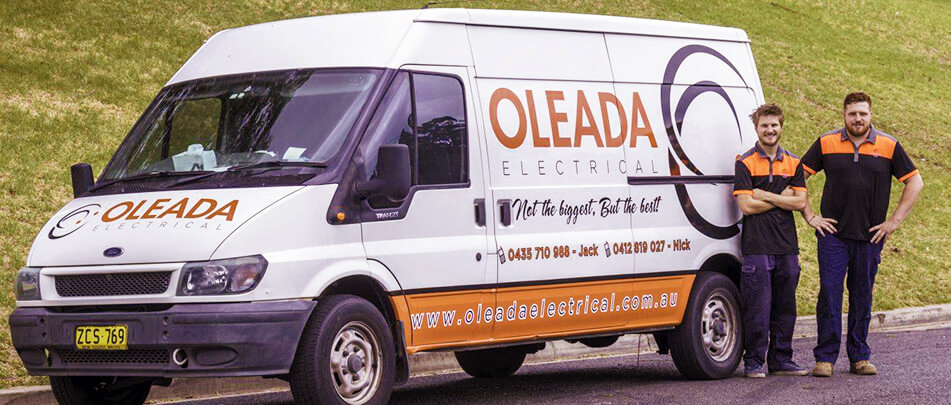 Oleada Electrical co-founders Nick and Jack with the company van