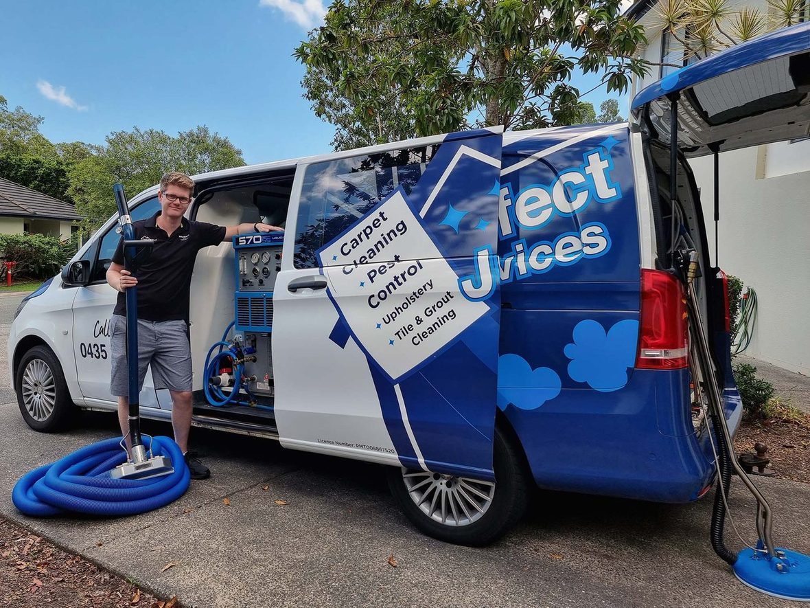 Michael with the truck-mounted carpet cleaning van