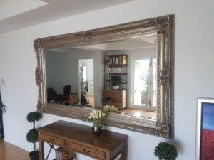Large wall-mounted mirror