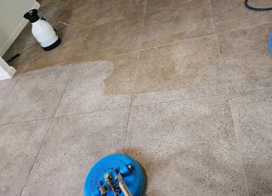 Freshly cleaned tile and grout
