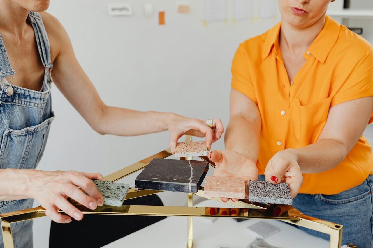 Selecting kitchen tile and stone samples