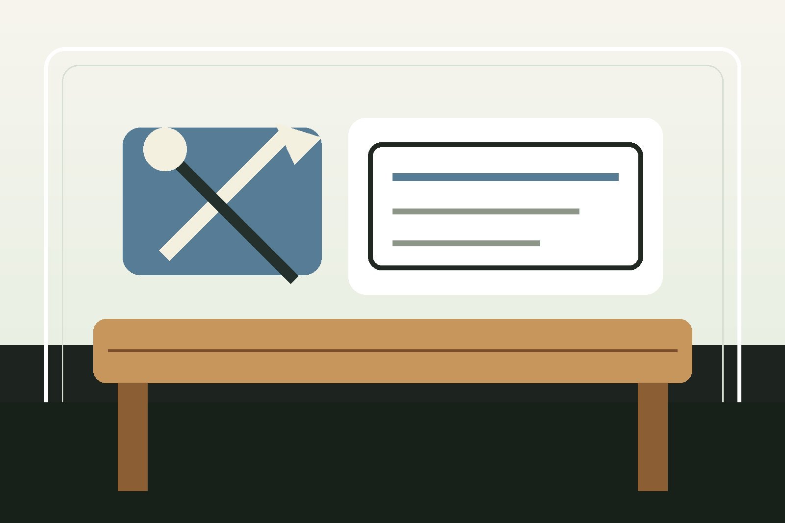 Illustrated wall repair tools and plaster patching panel