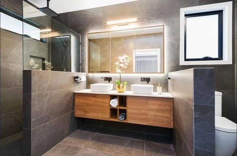Finished bathroom plumbing project by Q1 Plumbing and Gas