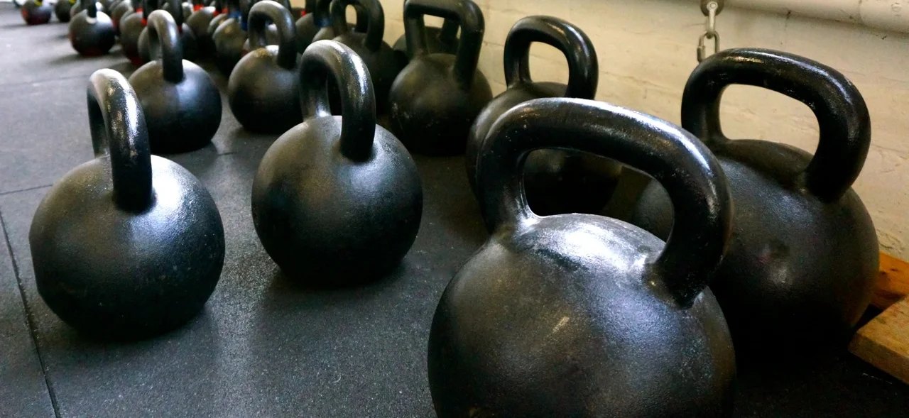 Kettlebells ready for class at Queensland Kettlebells