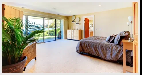 A bright room with freshly steam-cleaned carpet in the Redlands