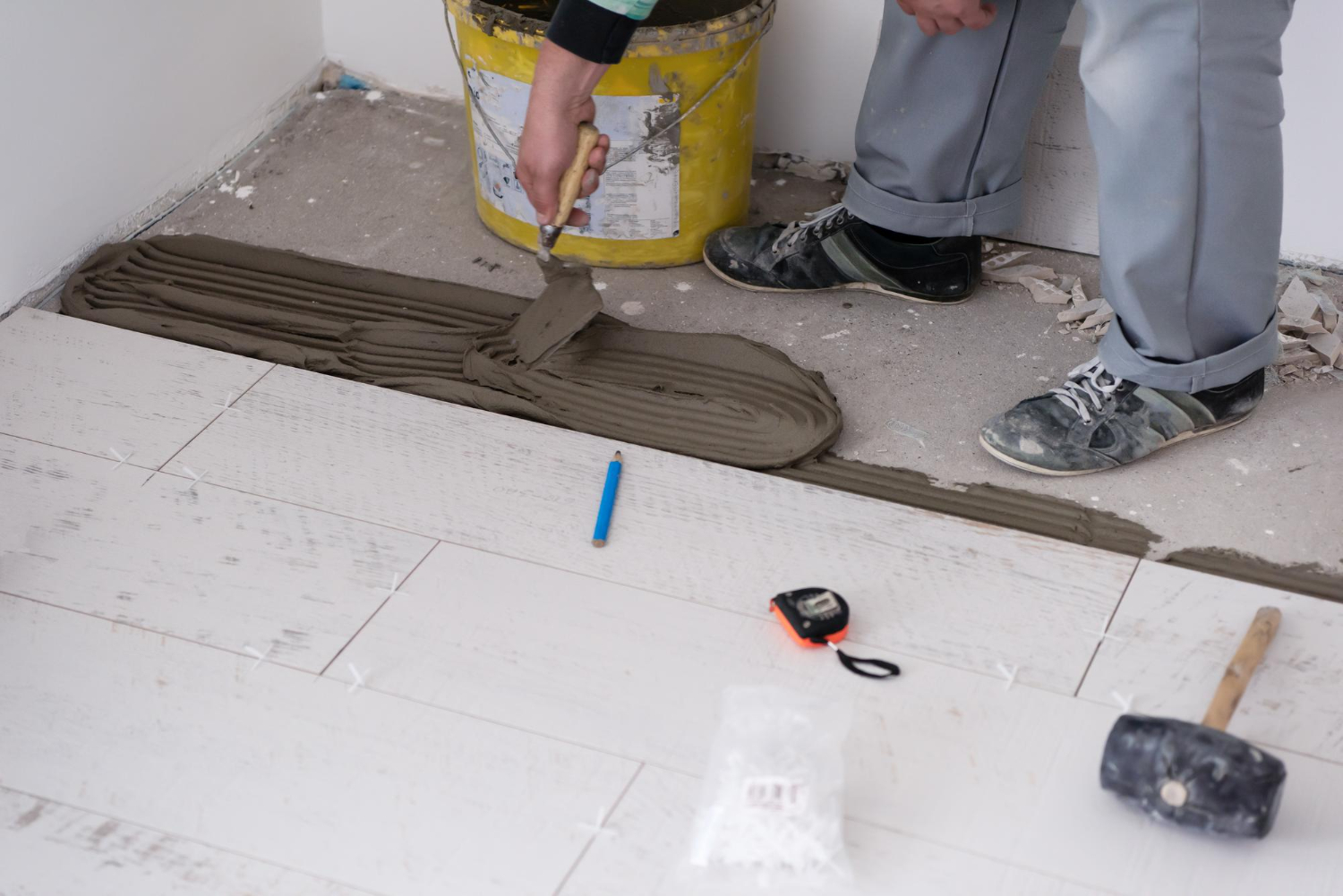 Professional tiler at work — Rising Star Tiling Brisbane