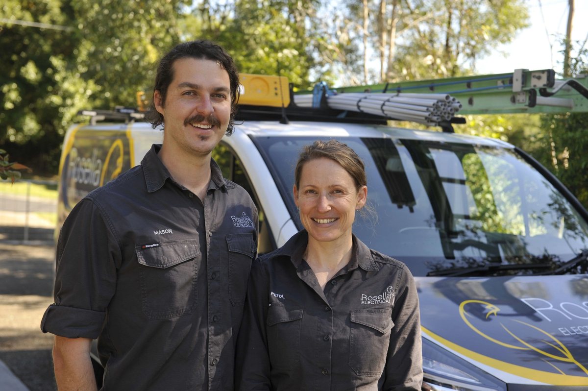 Mason and Peita, owners of Rosella Electrical Contracting