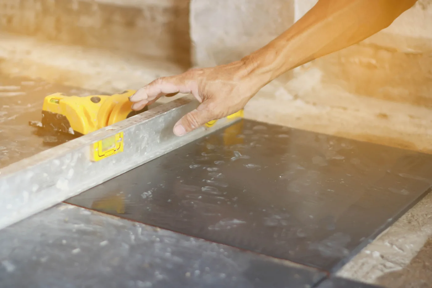 Commercial tiling work in progress by SEQ Tiling