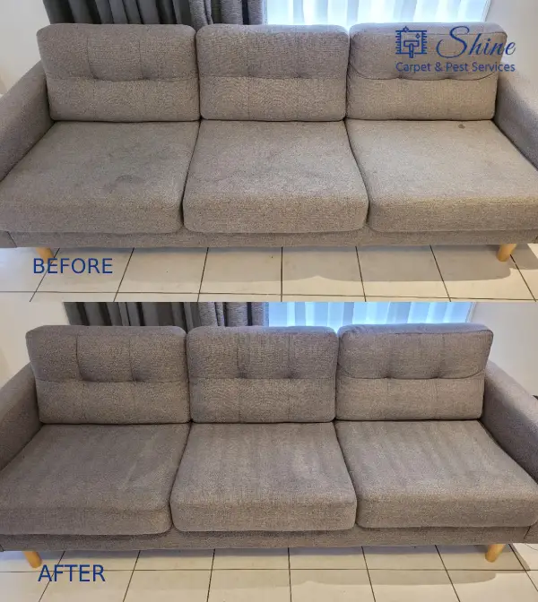 Upholstery cleaning before and after result