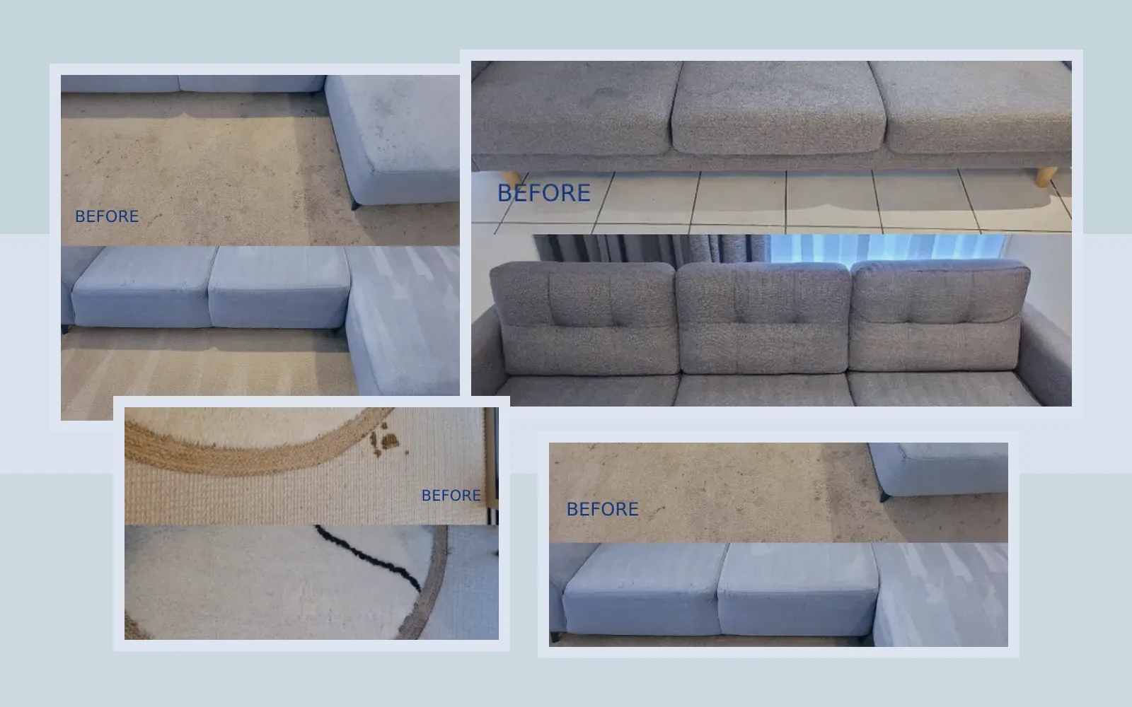 Before and after carpet and upholstery cleaning by Shine Carpet and Pest Services