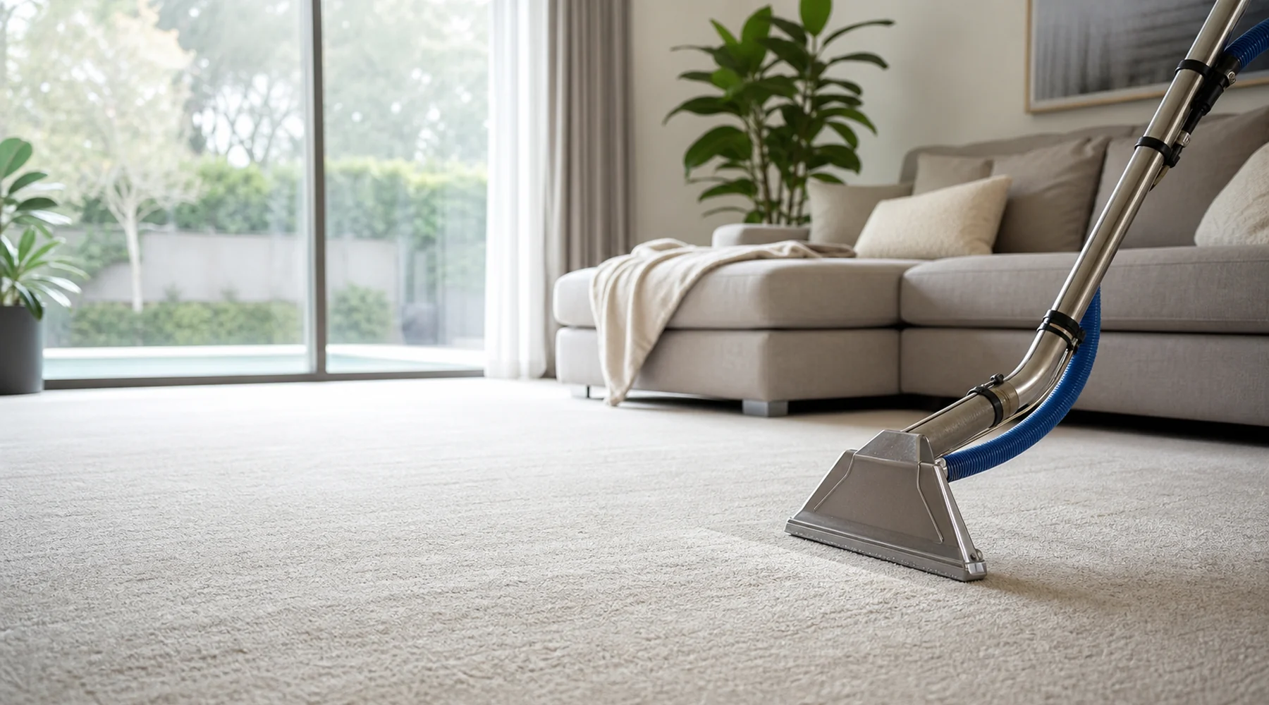 Freshly cleaned carpet in a bright lounge room