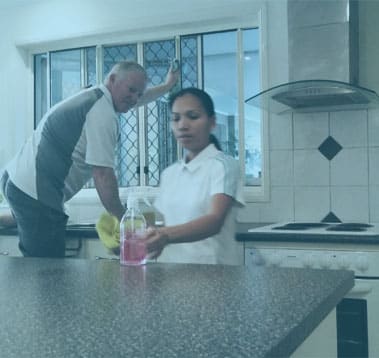 Peter and Maria of Sunshine Family Bond Cleaning at work